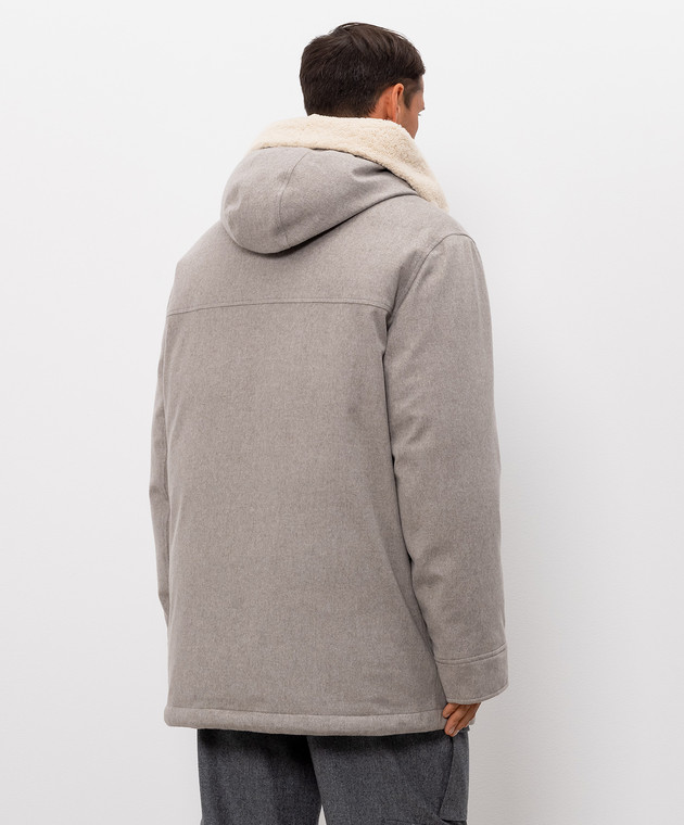 Brunello Cucinelli Серая пуховая куртка из шерсти с мехом MM4701629 изображение 4