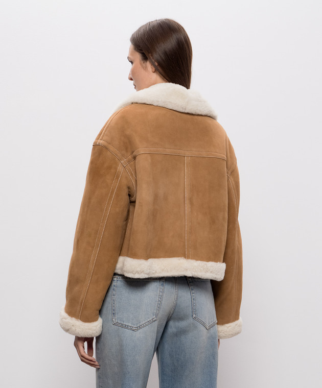 Be Florence Коричневая укороченная двубортная дубленка BE2683 изображение 4