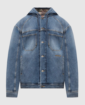 Off-White Синя джинсова куртка з ефектом потертості 44MYE09SF26D002