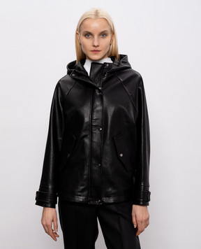 Babe Pay Pls Чорна шкіряна куртка з капюшоном 2116AMAZON