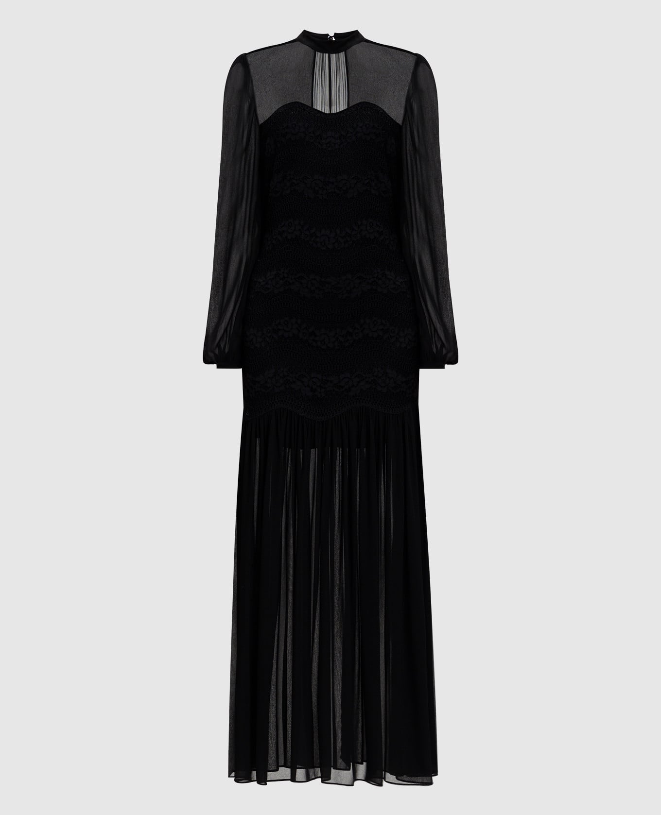 Черное платье макси с кружевом
