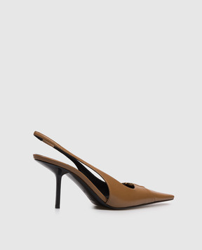 Saint Laurent Коричневі шкіряні слінгбеки BABYLONE BRETEUIL 858966AADF1