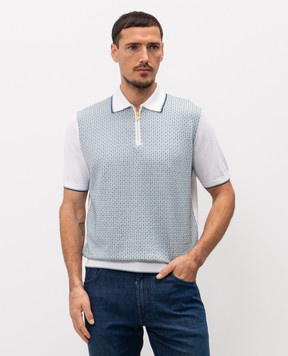 Stefano Ricci Біле поло з шовком у візерунок K212035P31F26191