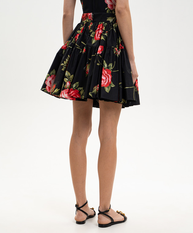 Dolce&Gabbana Чорна спідниця міні в квітковий принт F4CB1THS5UT зображення 4