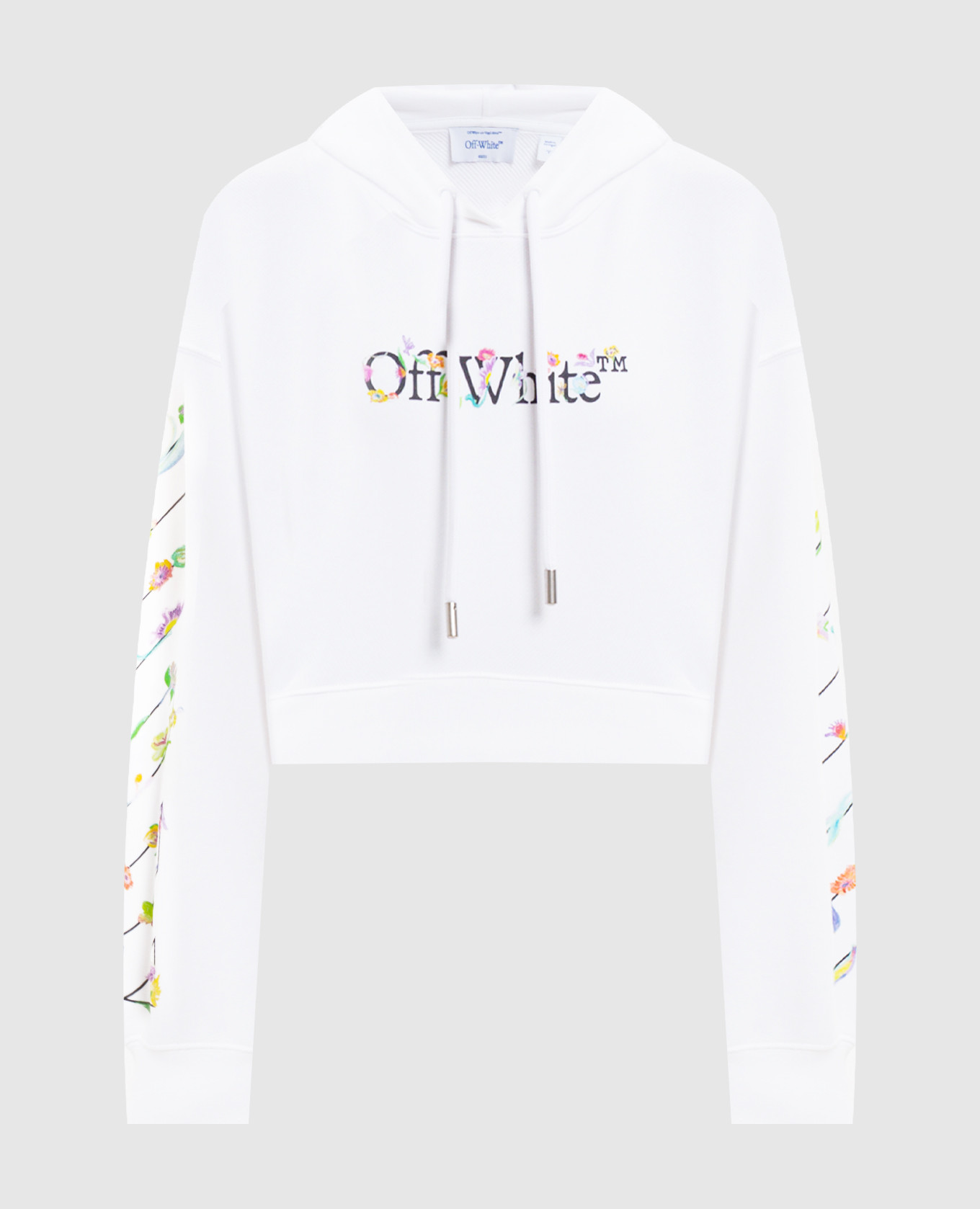 

Белые укороченные худи с цветочным принтом логотипа, Белый, Худи