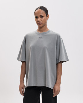 Off-White Сіра футболка з принтом Flower 2FA00646T