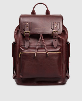 Brunello Cucinelli Бордовый кожаный рюкзак с логотипом MBCIBU356