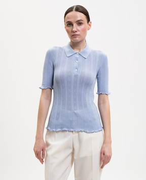 Victoria Beckham Блакитне поло у візерунок 1226KTP007273A