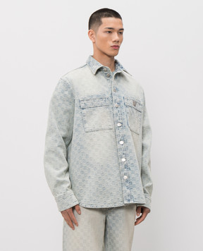 Misbhv Блакитна джинсова сорочка у візерунок монограми 250M400