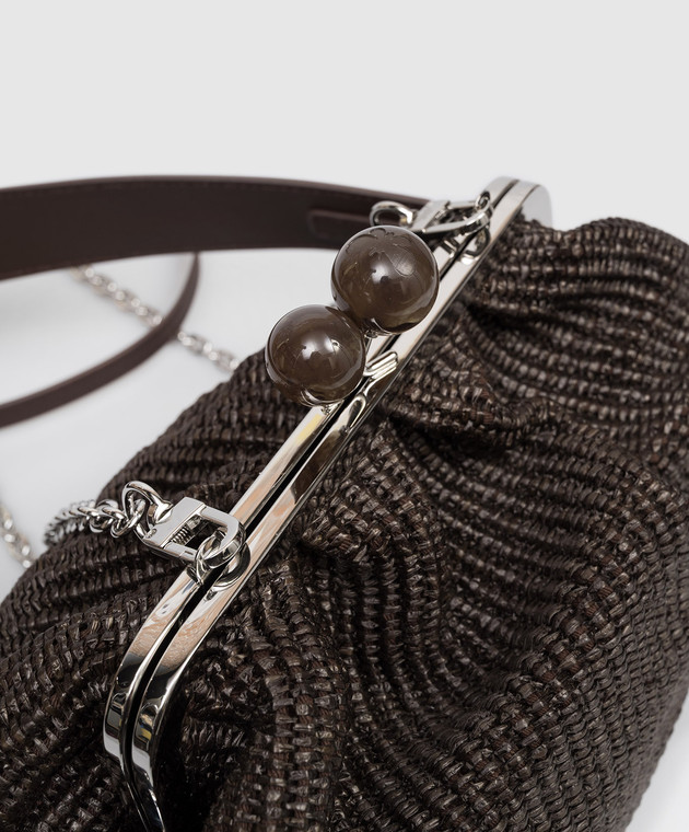 Max Mara Weekend Коричневая плетеная сумка Pasticcino из рафии WKAFORTUNA изображение 4