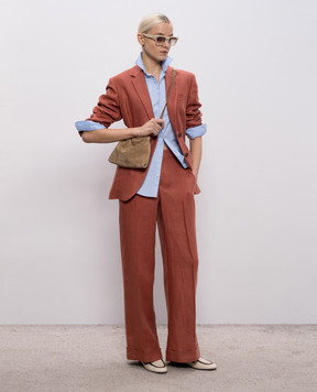 Brunello Cucinelli Оранжевый жакет из льна с цепочкой MH5277519