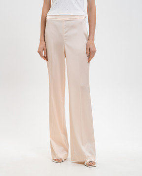 Twinset Бежевые брюки клеш с логотипом 261TP2421