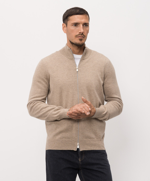 Brunello Cucinelli Кардиган бежевий з кашеміру M2200106 зображення 3