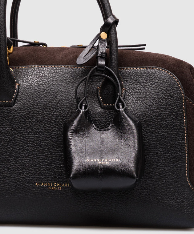 Gianni Chiarini Черный кожаный брелок в виде сумки BSMDUA06EEL изображение 2