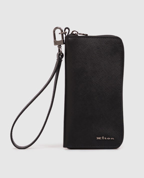 Kiton Черный кожаный кошелек с фактурным логотипом UPEA018N01269