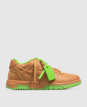 Off-White Коричневые кожаные кроссовки Out Of Office OF05734210