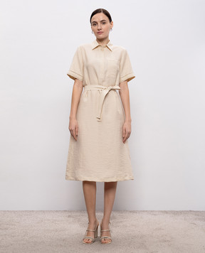 Peserico Бежева сукня з льоном A0203905435