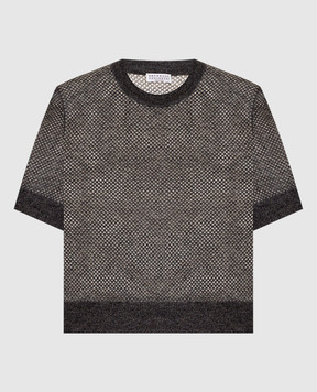 Brunello Cucinelli Сірий топ з вовною з люрексом MGG270500P