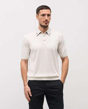 Dolce&Gabbana Біле поло із шовку з логотипом GXZ02TJBSOI