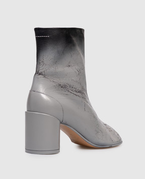 Maison Margiela MM6 Серые кожаные ботильоны с эффектом кракелюра S66WU0131P7439