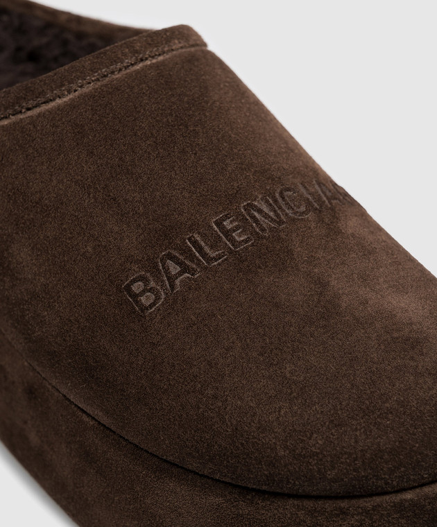 Balenciaga Коричневые мюли замшевые Alaska Soft на меху 825258WBFC1 изображение 5