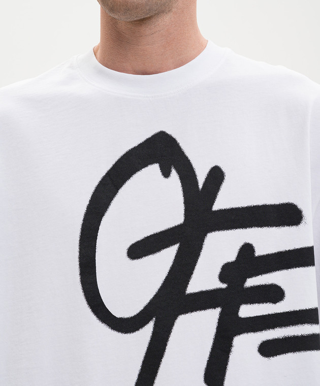Off-White Белая футболка с принтом логотипа Spray 44MAA120S26J00L изображение 5