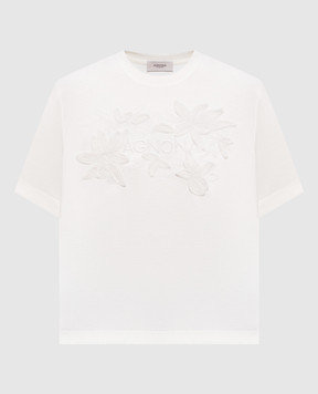 Agnona Футболка цвета айвори с вышивкой логотипа TT1109LY2050