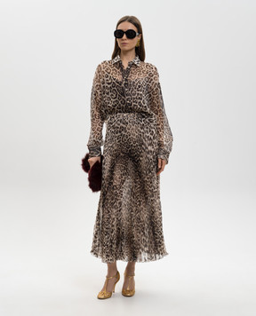 Ermanno Scervino Бежевая юбка миди из шелка в анималистичный принт D482O359YEO