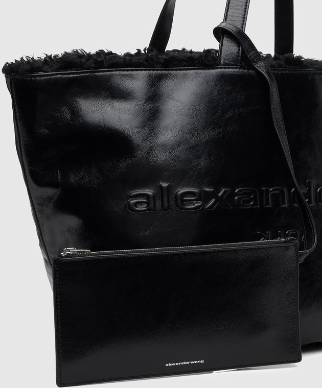 Alexander Wang Черная кожаная глянцевая сумка-тоут на меху 20426T21L изображение 4