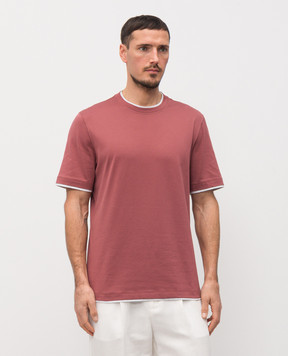 Brunello Cucinelli Рожева футболка з ефектом накладання шарів M0B137427