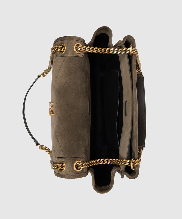 Saint Laurent Замшевая сумка-мессенджер NIKI TRIPOUCH цвета хаки 8129431U807 изображение 4