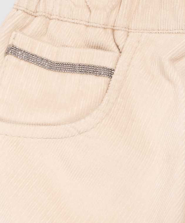 Brunello Cucinelli Детская бежевая вельветовая юбка с цепочкой мониль BB187G115B изображение 3