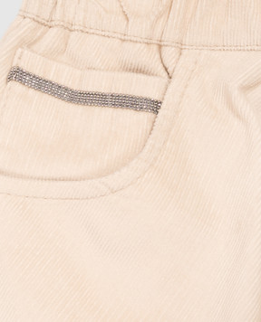 Brunello Cucinelli Детская бежевая вельветовая юбка с цепочкой мониль BB187G115B