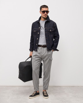 Brunello Cucinelli Серая меланжевая футболка с принтом M0B138517