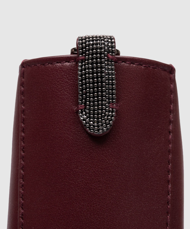 Brunello Cucinelli Бордовая кожаная сумка с тиснением логотипа MWXAD2739P изображение 4