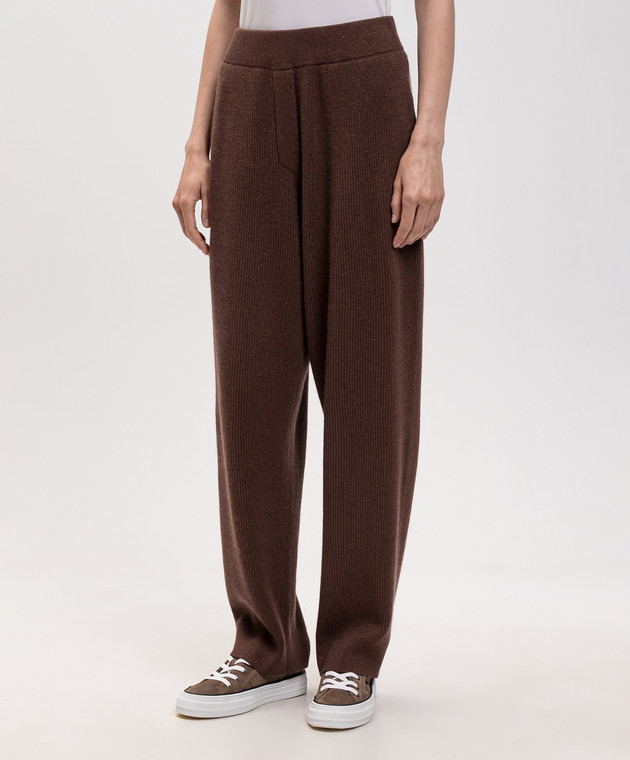 Brunello Cucinelli Коричневые спортивные брюки с кашемиром с люрексом M1E224779P изображение 3