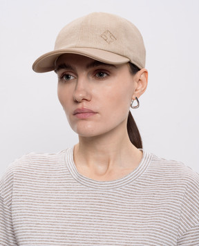 Peserico Бежева комбінована кепка з монограмою A36218C0RCC778