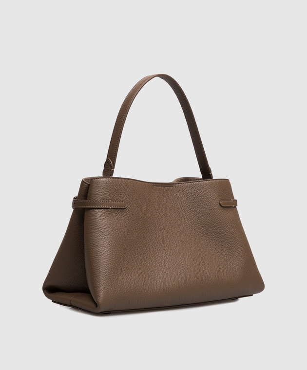 Brunello Cucinelli Коричнева шкіряна сумка з тисненням логотипа MBDKB2820 зображення 3