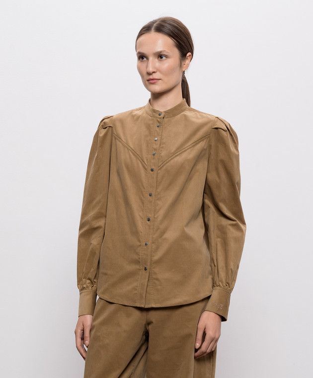 Twinset Коричневая бархатная рубашка 262AQ2040 изображение 3