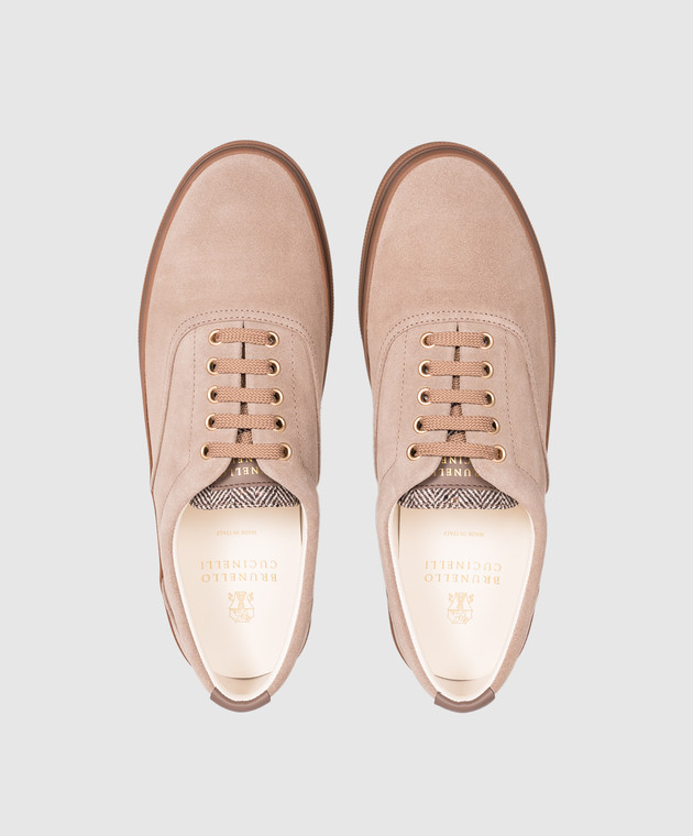 Brunello Cucinelli Коричневые замшевые кеды MZUEIVZ354 изображение 4