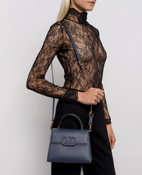 Valentino Синяя кожаная сумка-трапеция Vsling 9W2B0T85YCZ