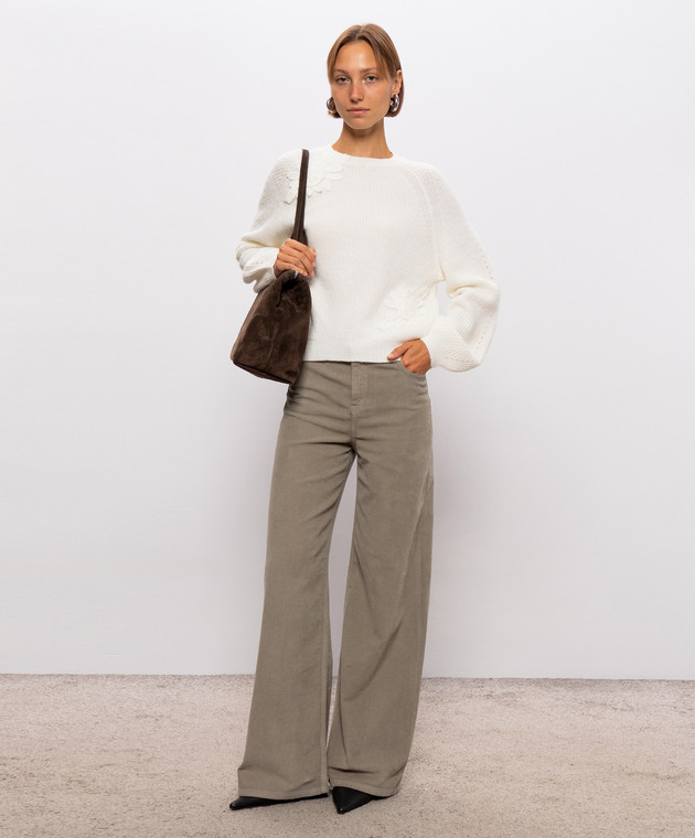 Twinset Свитер цвета айвори с шерстью альпаки 262TT3190 изображение 2