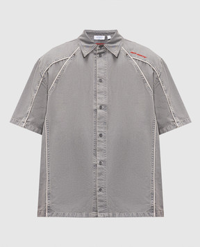 Off-White Серая рубашка с вышивкой логотипа 44XGG01IS26F001