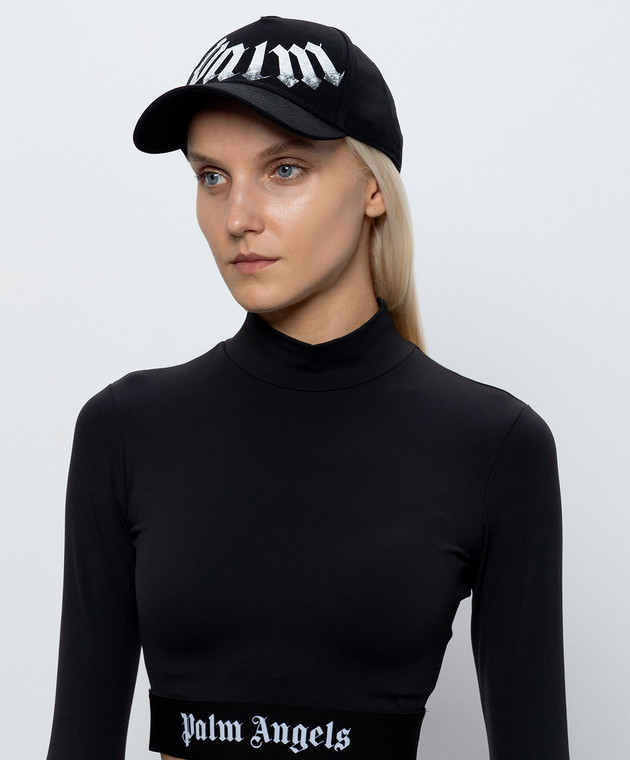 Palm Angels Черная кепка с принтом логотипа PAMLB001FB008w изображение 2