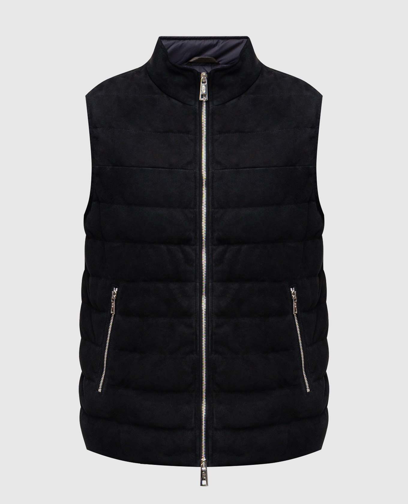 Синий замшевый жилет