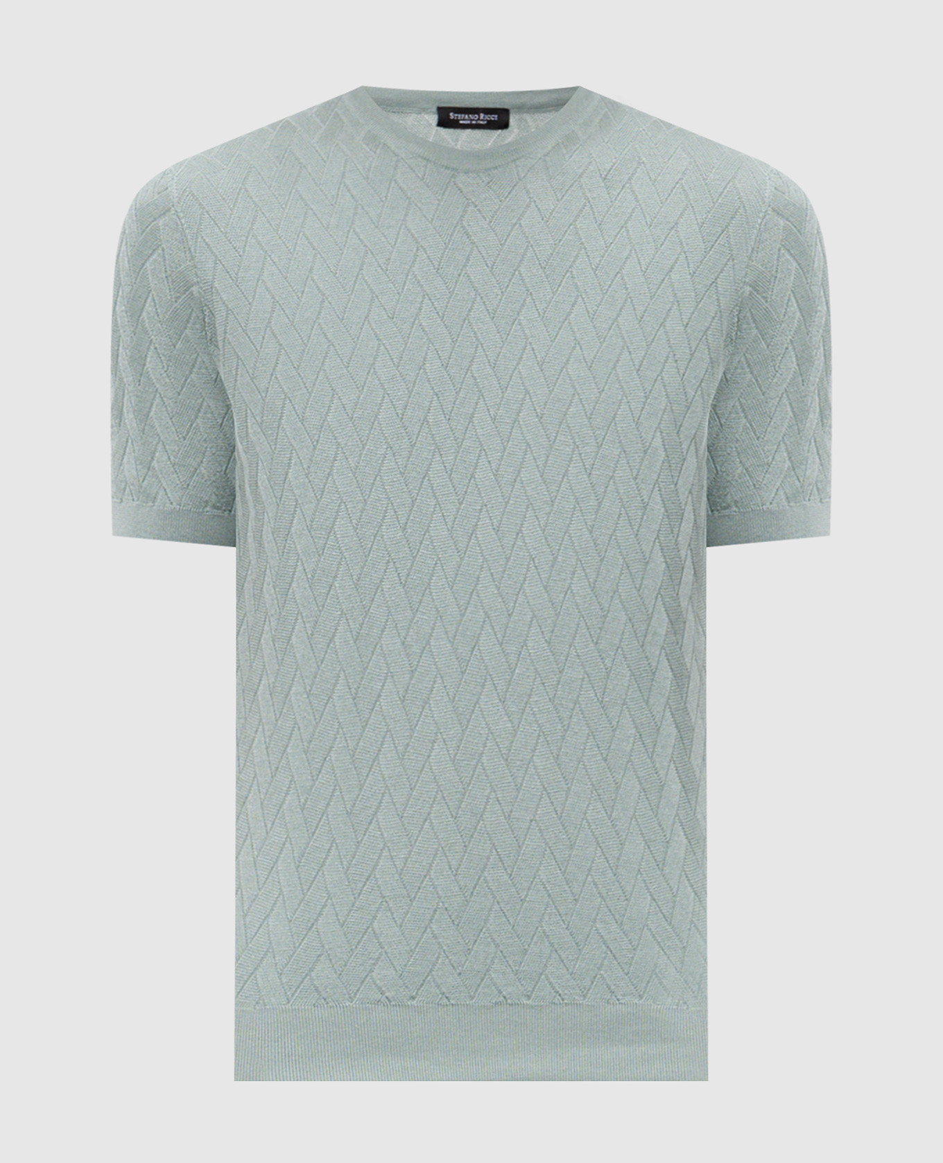 Зеленая футболка с шелком в узоре