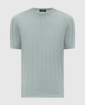 Stefano Ricci Зелена футболка з шовком у візерунок K818106G10F26172