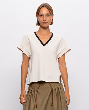 Max Mara Weekend Топ цвета айвори с окантовкой WKDCALIFFO