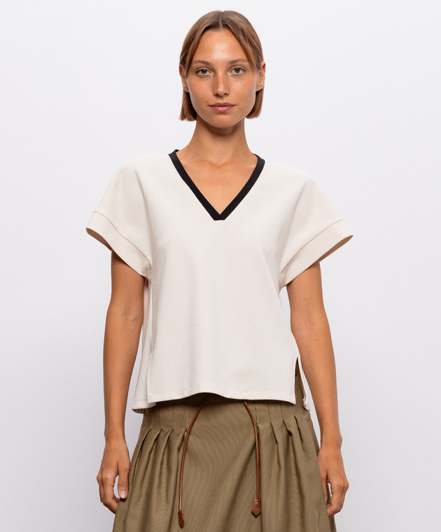 Max Mara Weekend Топ цвета айвори с окантовкой WKDCALIFFO изображение 2
