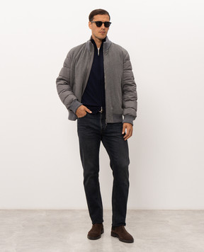 Doriani Cashmere Синий кардиган из шерсти, шелка и кашемира 18033Z79